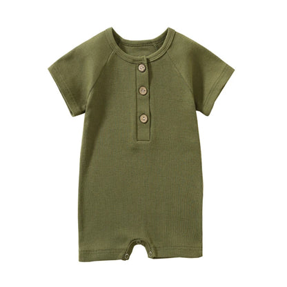Pelele de verano para bebé, pijama fino de manga corta, mono acanalado, ropa de punto elástica, mono para niña