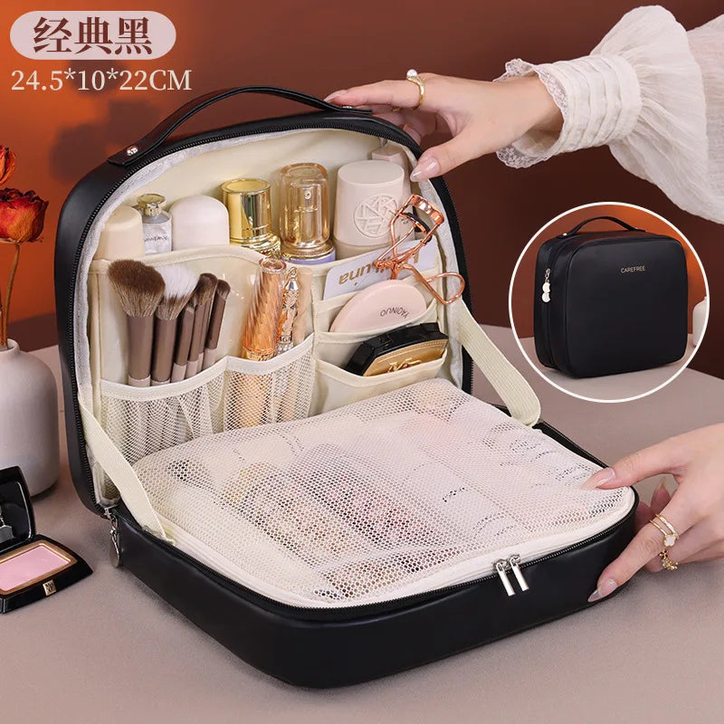 Professional Stand up Cosmetic Bag Large Capacity Travel Toiletry Organizer With Multiple Compartments Portable Storage Pouch