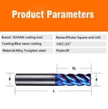 4 Flutes HRC65 Carbide End Mill CNC Cutting Tools Alloy Carbide Milling End Mills Tungsten Steel Milling Cutter Square Router Bit