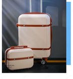 Rolling Luggage Set Women's Fashion Combination Lock Travel Suitcase Set Universal Cosmetic Bag Retro 2-Piece Trolley Luggage Set