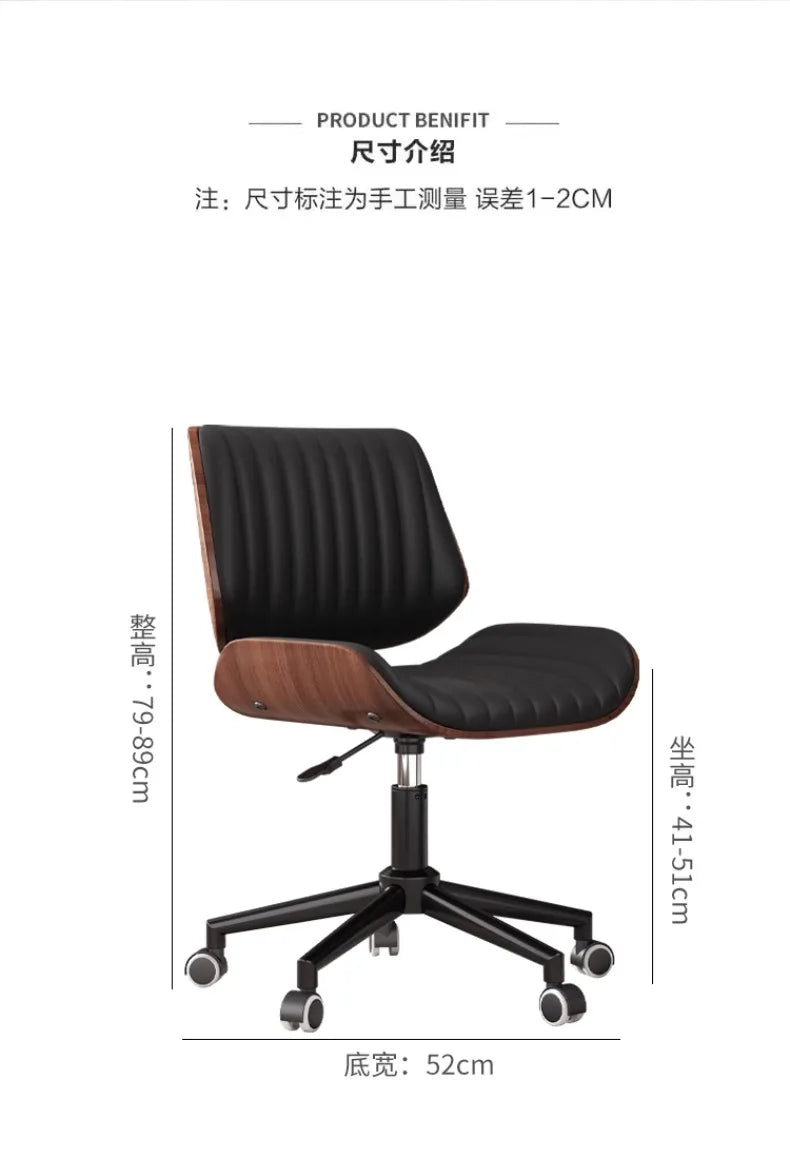 Silla de ordenador italiana de madera maciza, ligera y de lujo, ideal para el hogar, ideal para estudios de larga duración, giratoria y elevable, ideal para reuniones y oficinas.