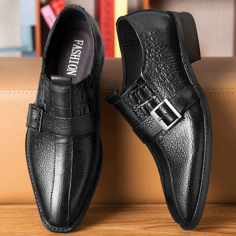 British Style Genuine Leather Wedding Oxfords Business Shoes Mens Casual Leather Crocodile Pattern Office Work Shoes Dress Shoes