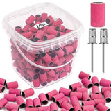 200pcs nail art Sanding Bands 80 120 180 240 Grit with 2Pcs Nail Drill Bits for Manicures and Pedicure accessories