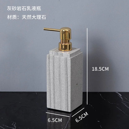 Nordic natural grey marble bathroom accessories Soap dispenser cotton swab jar tissue box soap dish tray bathroom decoration