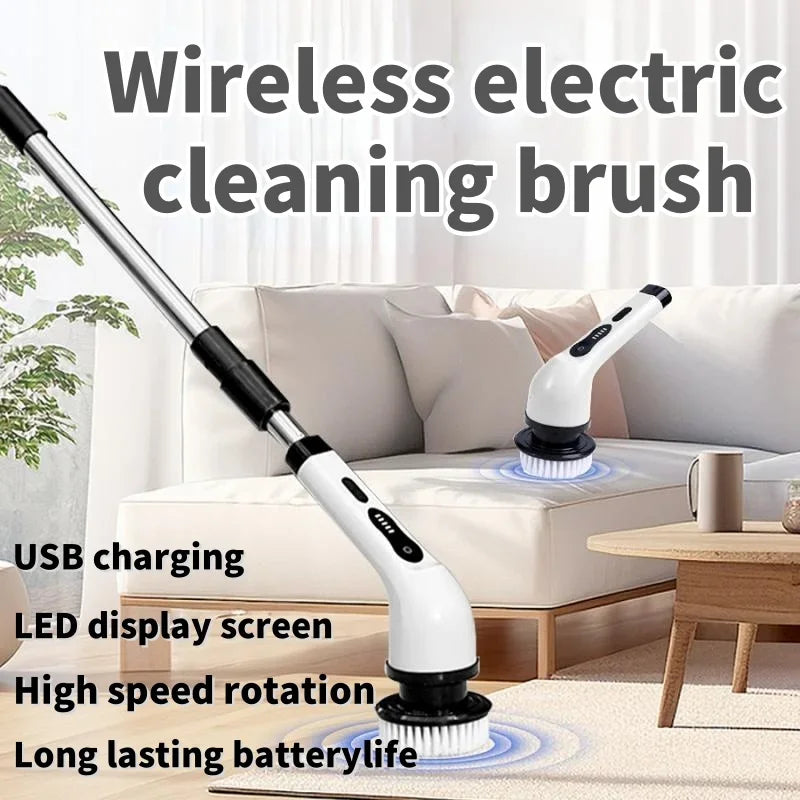 Cepillo de limpieza eléctrico inalámbrico para baño, ventana, cocina, automóvil, multifuncional, máquina de limpieza giratoria para el hogar.