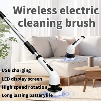 Cepillo de limpieza eléctrico inalámbrico para baño, ventana, cocina, automóvil, multifuncional, máquina de limpieza giratoria para el hogar.