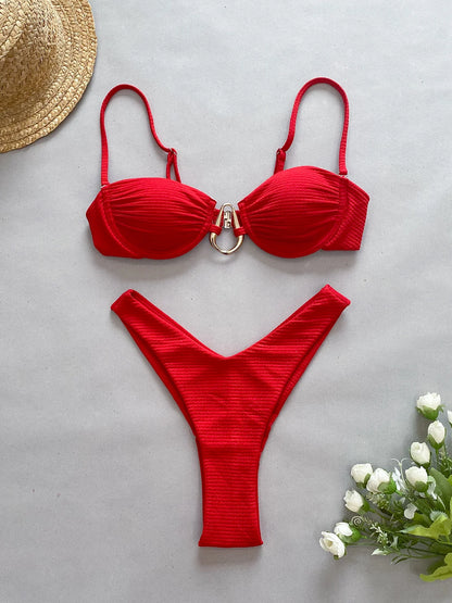 Bikini Push Up 2024, traje de baño sexy para mujer, traje de baño femenino, conjunto de bikini sexy, bikini brasileño, traje de baño sólido brillante, ropa de playa