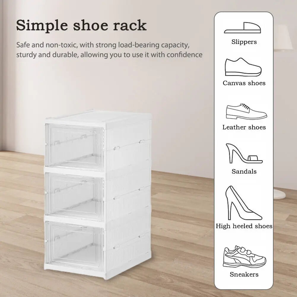 Zapatero apilable de 3/6 capas de plástico transparente, caja de almacenamiento para zapatillas, mueble Zapatero para sala de estar, organizador de zapatos