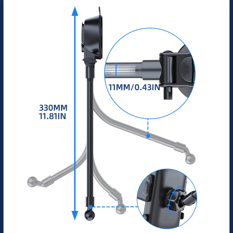 360° Rotating Car Phone Holder Universal Windshield Dashboard Phone Mount Flexible Long Arm Bracket Support GPS Suction Base