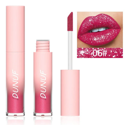 Lápiz labial líquido mate con brillo, resistente al agua, brillo de labios con efecto diamante, de larga duración, brillo de labios perlado, tinte labial para mujer, maquillaje cosmético, nuevo. 