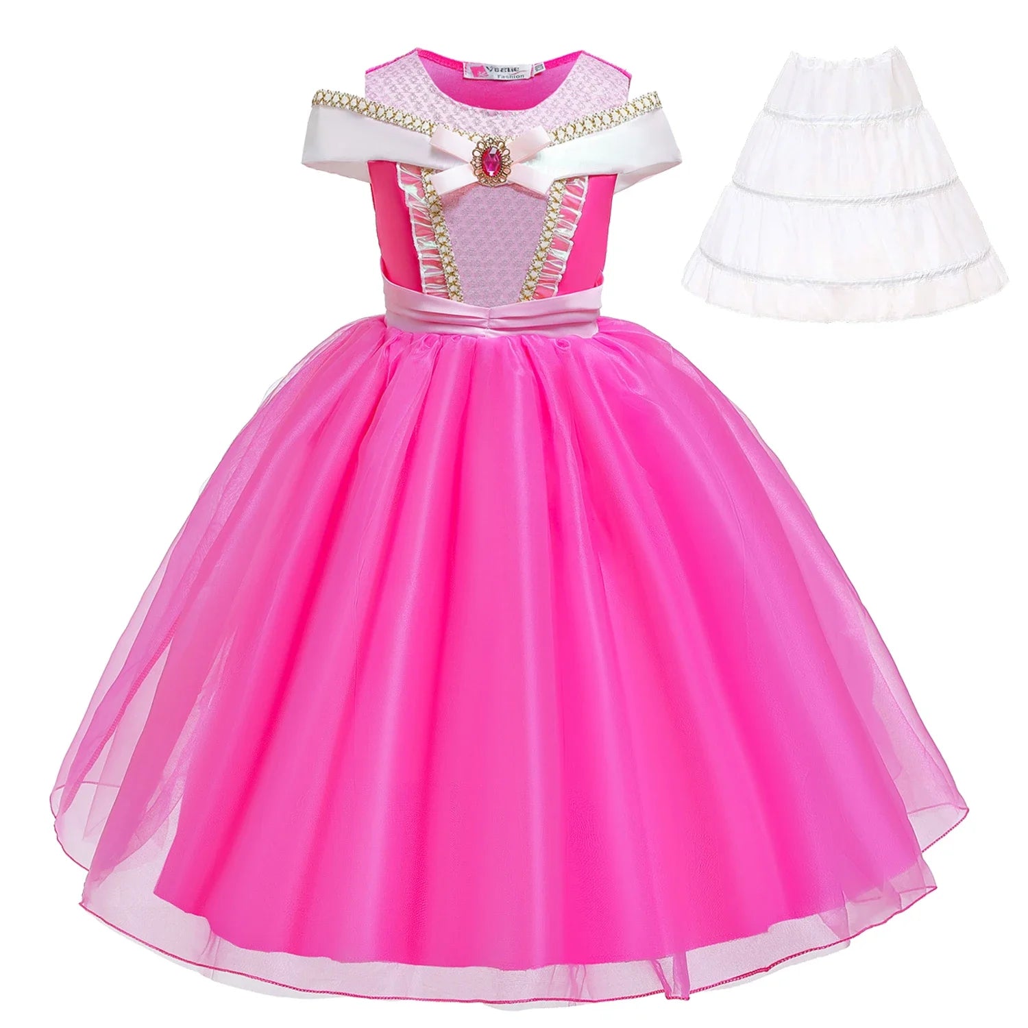 Girl Pink Dress Aurora Cosplay Costume Princess Deluxe Outfit Children Summer Brthday Party Elegant Gown Fairy Disguise Sets