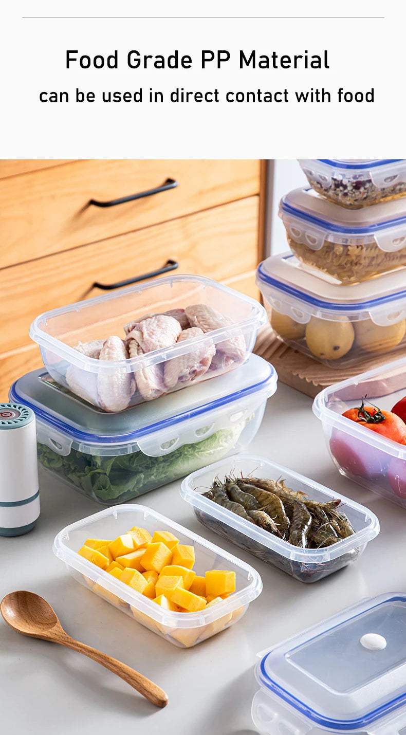 Vacuum Food Storage Box Transparent Storage Container Fridge Organizer Microwave Safe Fresh-Keeping Sealing Box Food Dispenser