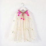 Summer Girl Princess Party Accessories Cloak Snow Queen Elsa Anna Costume Cape Rapunzel Aurora Sequins Tulle Halloween Mantle
