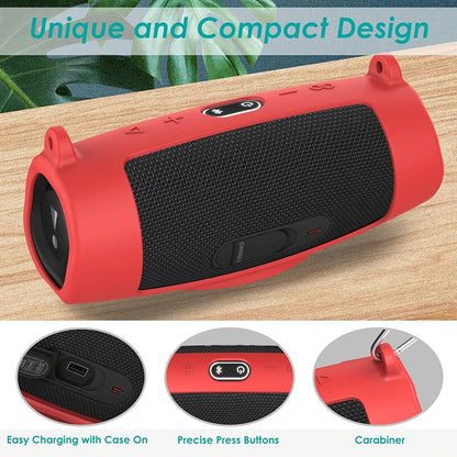 Newest Bluetooth Speaker Case Soft Silicone Cover Skin With Strap Carabiner for JBL Charge 5 Wireless Bluetooth Speaker Bag