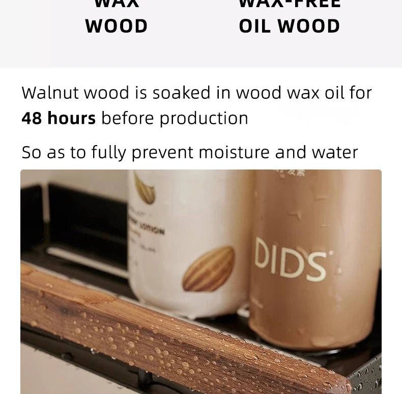 Estantes de baño para inodoro de nogal con trípode. No requiere perforación. Estilo nórdico. Madera maciza pura, resistente al agua y a la humedad.
