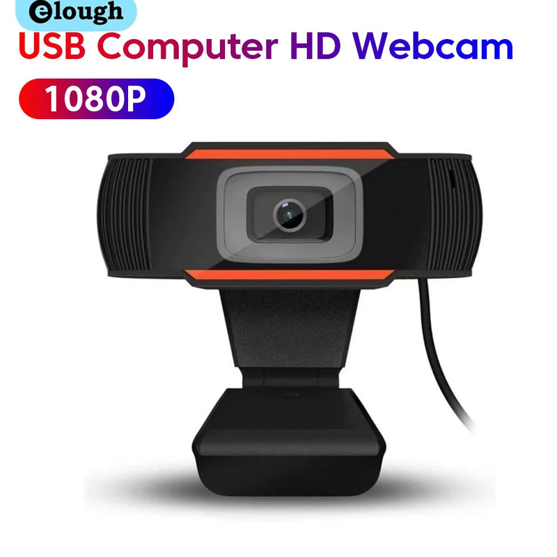 Elough 1080P HD Webcam With Built-in Microphone USB Camera For PC Laptop Video Recording Conferencing Network Camera Tripod
