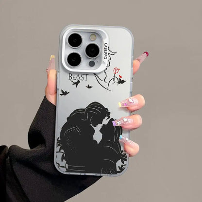 Funda plateada colorida para Apple iPhone 11, 13, 15, Pro Max, 14 Plus, 12, 16, funda de silicona a prueba de golpes, Princesa Bella Disney