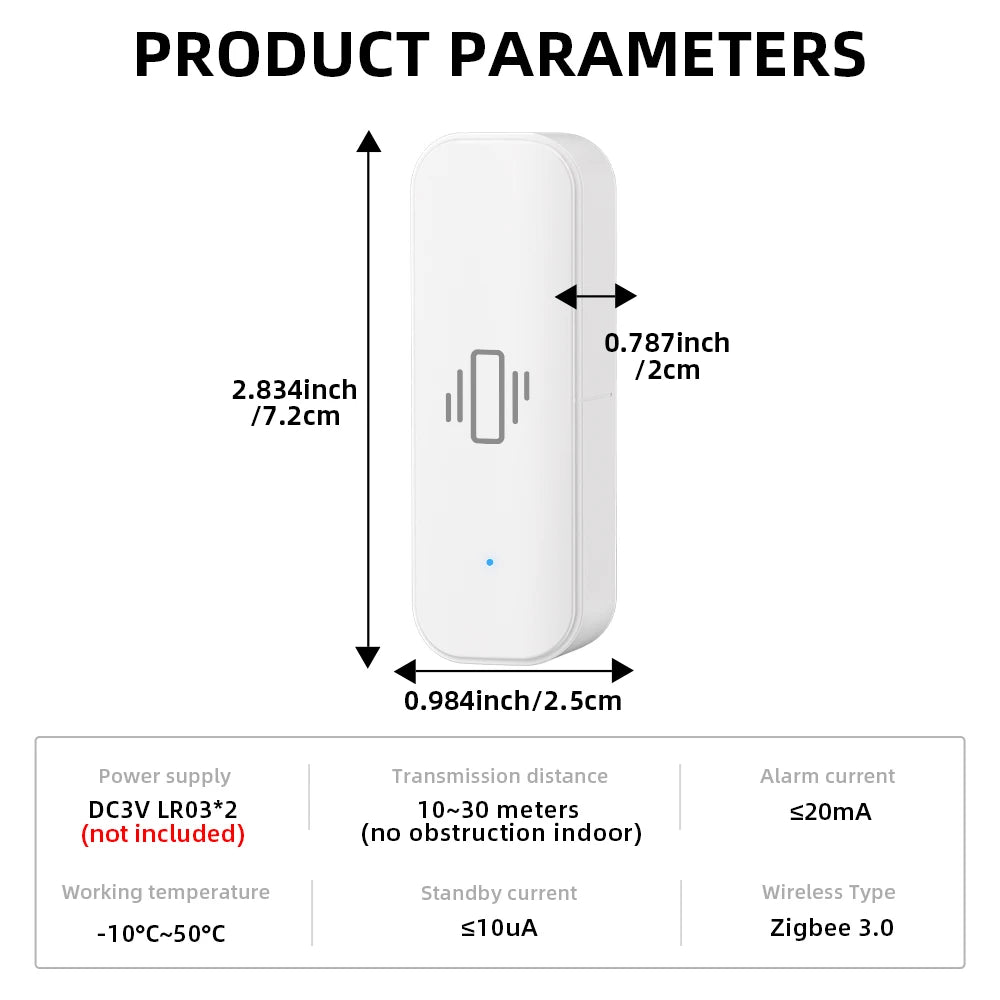 Tuya ZigBee Vibration Detector Smart Life App Monitor remote Security Protection Zigbee Sensor Motion Shock Alarm Need Gateway