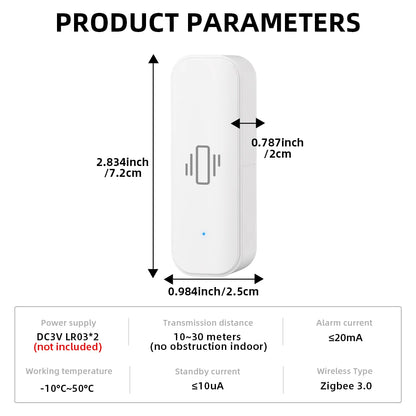 Tuya ZigBee Vibration Detector Smart Life App Monitor remote Security Protection Zigbee Sensor Motion Shock Alarm Need Gateway