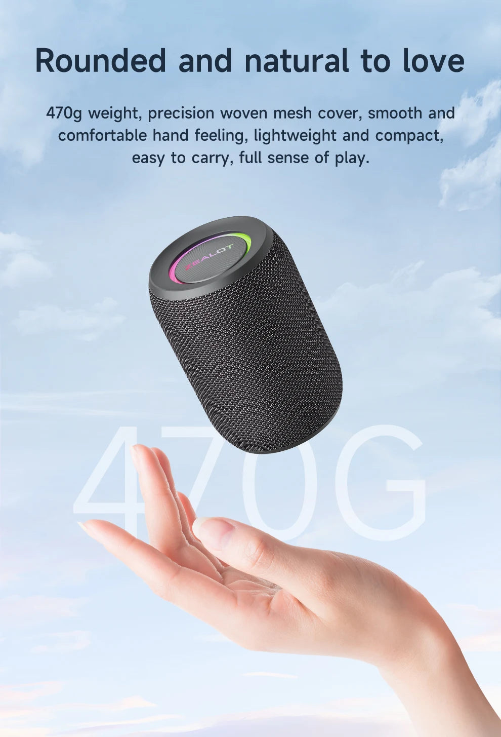 Potente altavoz Bluetooth Zealot-S32PRO, inalámbrico con graves, luz LED, para exteriores, subwoofer, resistente al agua.