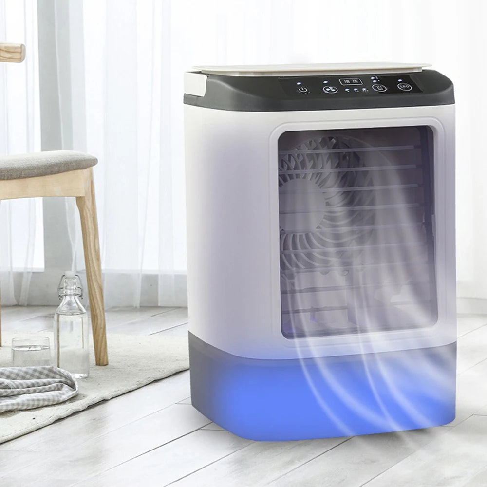 USB Portable Air Conditioner Fan Mini 3 Gears Home Desktop Cooling Fan LED Night Lamp Air Cooler for Room Office Camping 선풍기