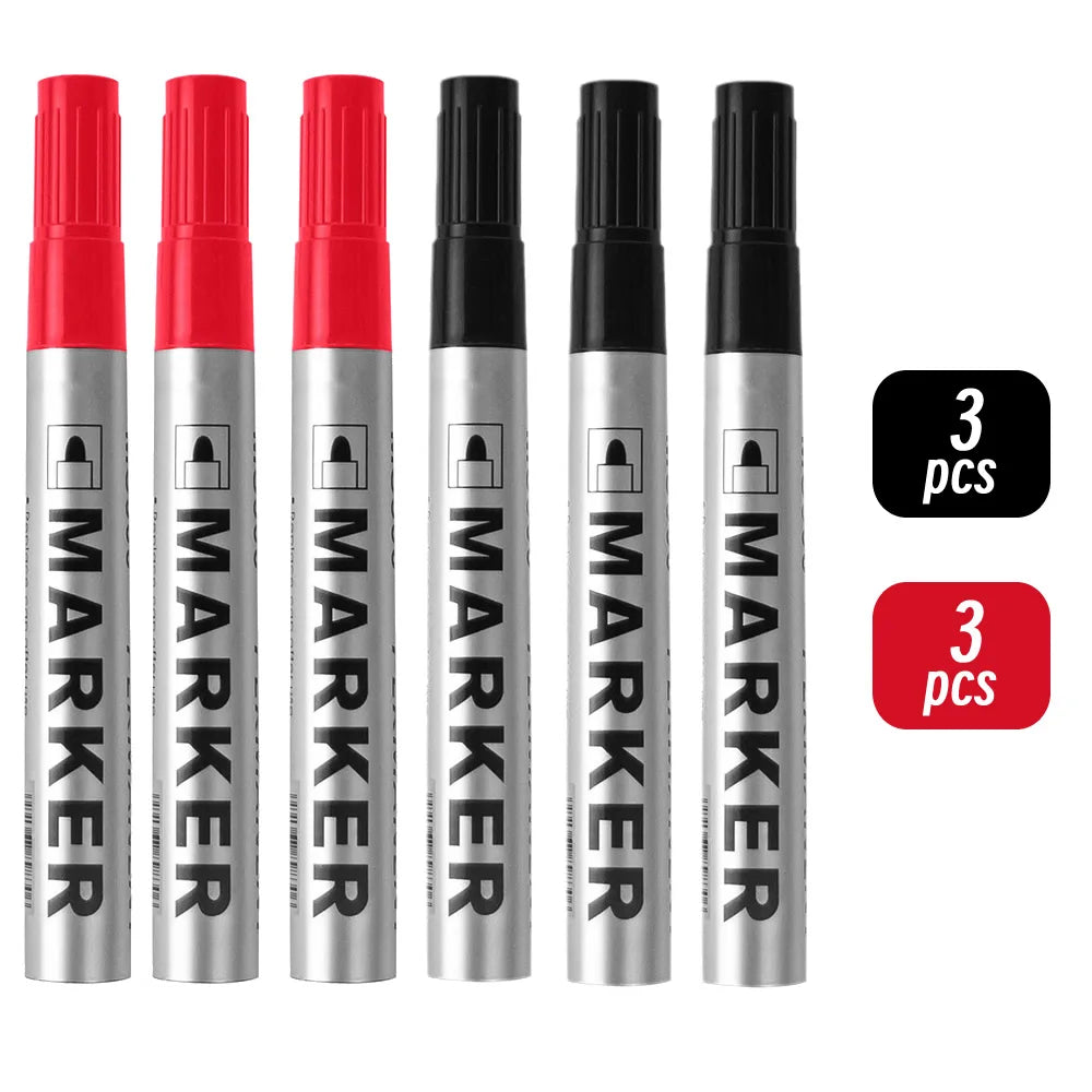 Permanent Paint Marker Pen Waterproof Black Pen for Tire Oily Markers Quick Drying Signature Pen Stationery Supplies