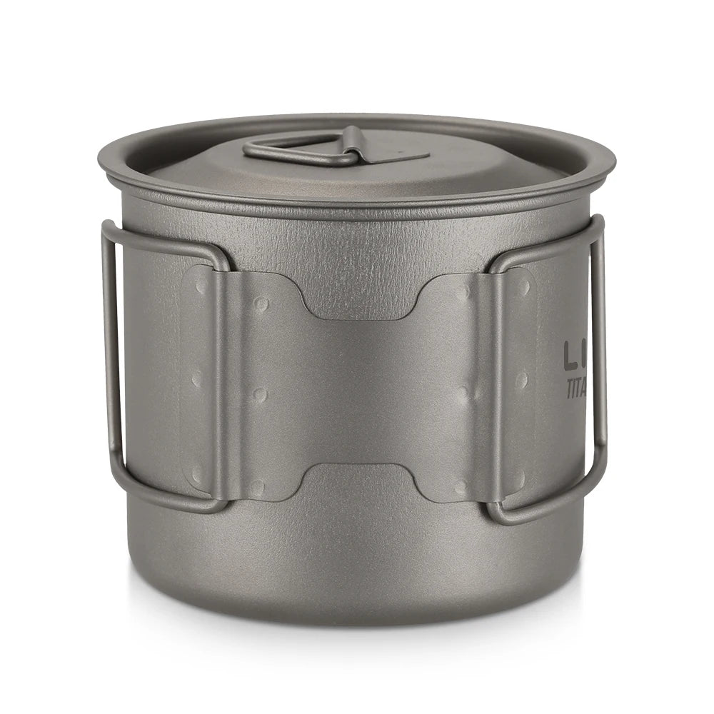 Taza de agua ultraligera de titanio Lixada con asa plegable, portátil para exteriores, camping, picnic, 300 ml/350 ml/550 ml/650 ml