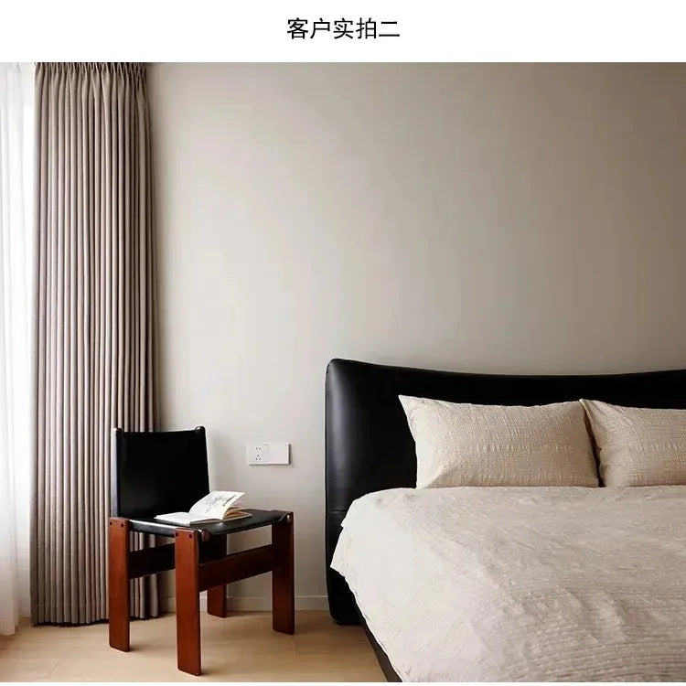 Medieval monk chair home solid wood dining chair designer homestay industrial wind wabi-Sabi oil wax leather back