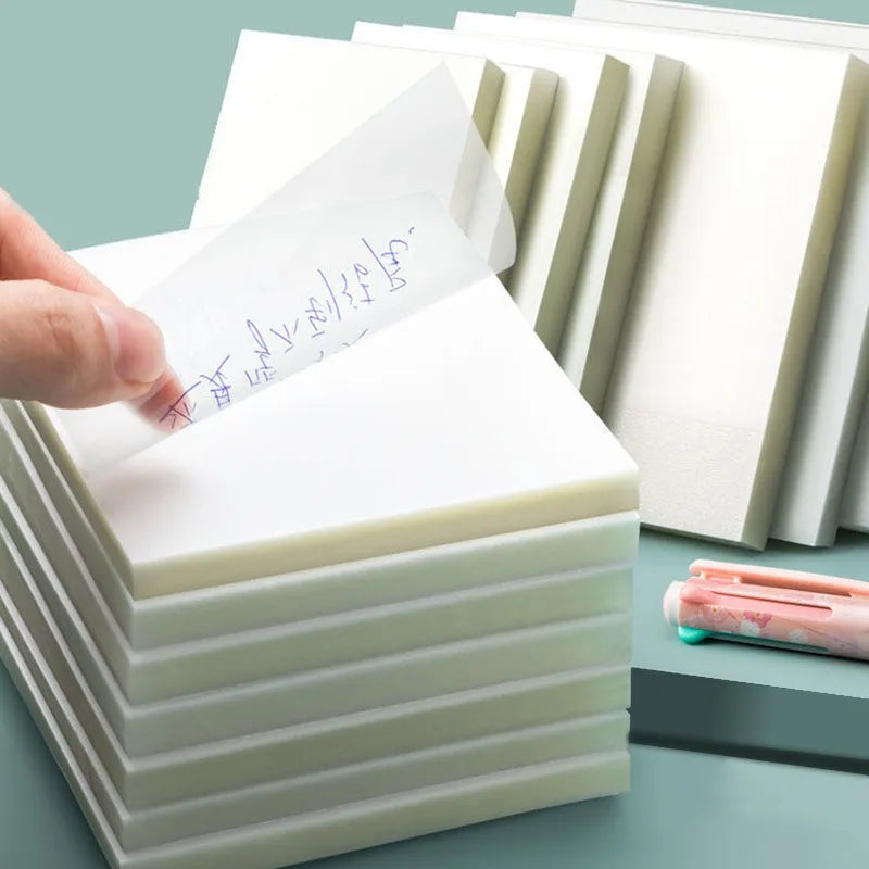 50 Sheets Creative Transparent PET Waterproof Sticky Note Pads Notepads Post-its for School Stationery Office Supplies