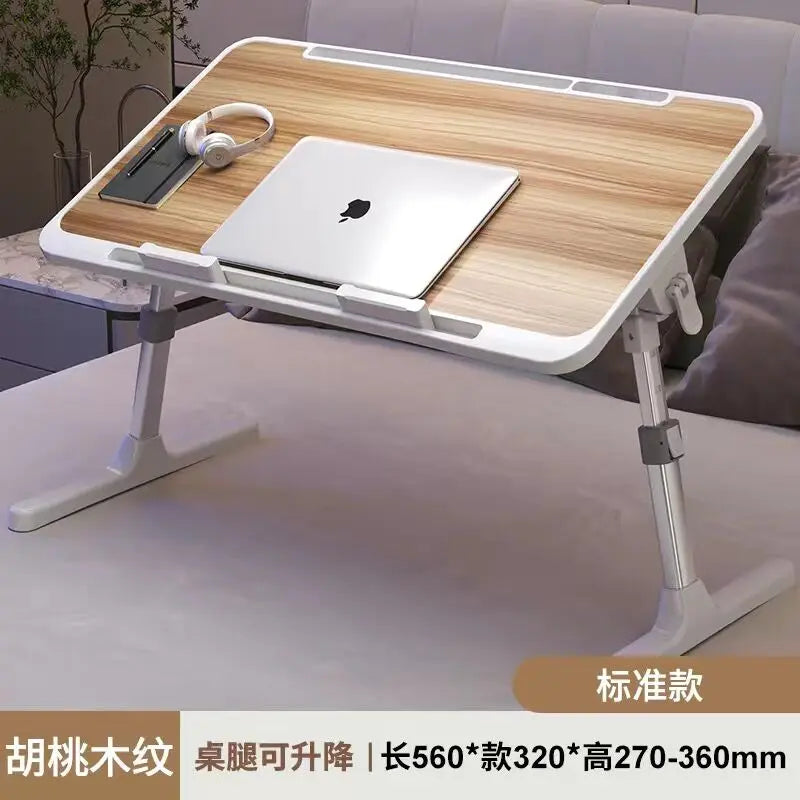 Lift Foldable Laptop Table for Bed Stand Lap Lazy Learning Desk Student Computer Desk for Working Read with Radiator Drawer