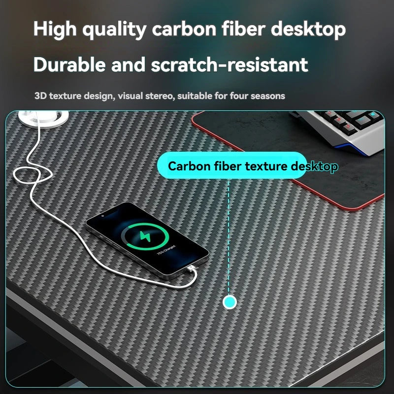 Computer desk, minimalist home gaming desk, small-sized carbon fiber patterned office desk, student study desk, bedroom desk