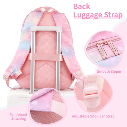 School Backpack Girls 3 Pieces with Lunch Bag Pencil Case 22 Litre Breathable School Bag Teenager Girls for 3-9 Grades Backpack