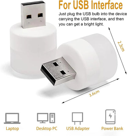 1-10PCS Mini USB Night Light Warm White Eye Protection Book Reading Light USB Plug Computer Mobile Power Charging LED Night Lamp
