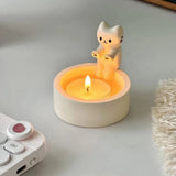 Kitten Candle Holder Cute Cat Candlestick Creative Aromatherapy Candle Holder Durable High Temperature Cartoon Candlestick Decoration
