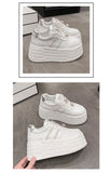 8cm Leather Flats Casual Dad Shoes Chunky Sneakers 2025 Women Platform Sports Shoes Ladies Skateboard Hidden Heels Shoes Tennis