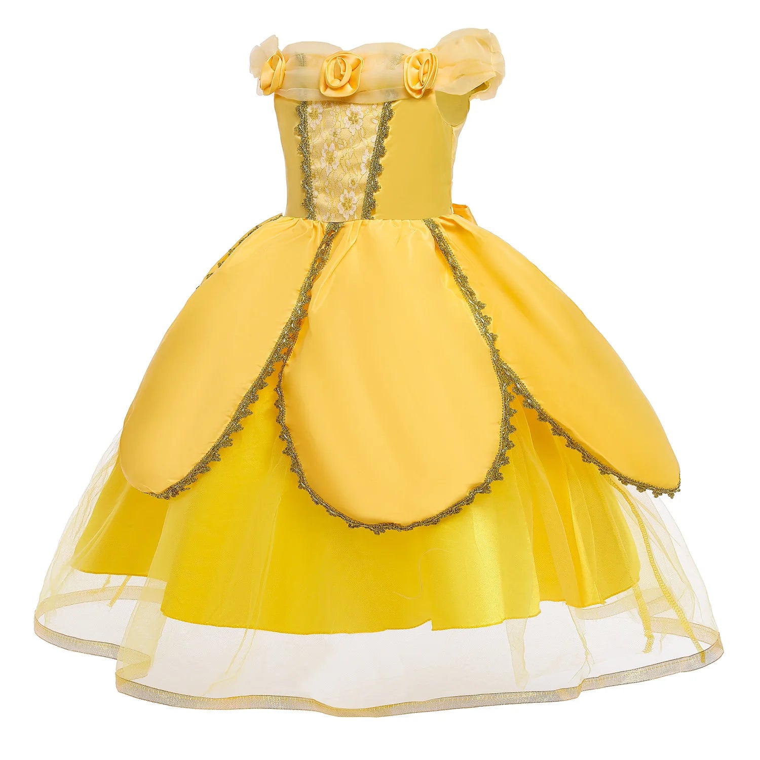 2025 Cosplay Belle Princess Dress Girls Dresses For Beauty and beast Party Clothing Magic stick crown Costume 3-12Y
