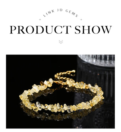 JD Natural Citrines Gravel Stone Irregualr Chip Chakra Bracelet Women Fashion Jewelry Reiki Healing Adjustable Birthday Gifts
