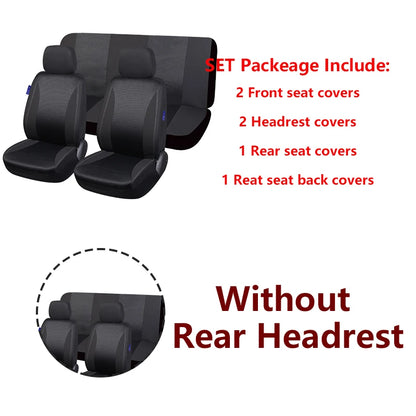 AUTO PLUS Checkered Polyester Patchwork Mesh Fabric Universal Unisex Car Seat Covers Set Accessories Interior  With Sponge