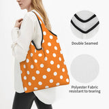 Custom Recycling Classic Black And White Polka Dot Shopping Bag Women Tote Bag Portable Grocery Shopper Bags