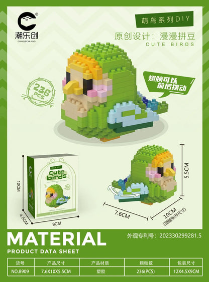 Parrot Micro Building Blocks Bird Cockatiel Budgerigar DIY Assembled Pigeon Macaw 3D Model Mini Brick Figures Toys For Kids