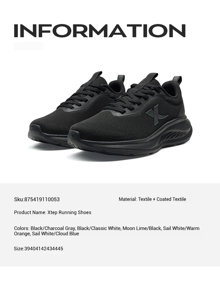 Xtep Running Shoes For Men 2025 Summer Breathable Mesh Shoes Soft-soled Shock Absorbing Lightweight Sports Shoes 875419110053
