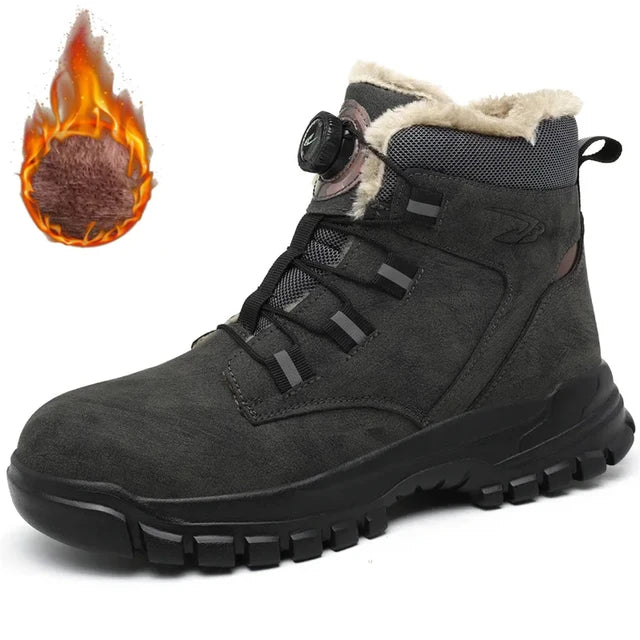Fashion 2024 Winter Velvet Men Safety Shoes Work Construction Site Indestructible Waterproof Steel Toe Cap Boots Male Footwear 