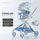 Pink Newborn Stroller can sit or lie down 0-6 years old Children Lightweight Folding Boardable Travel 360 ° Steering Stroller