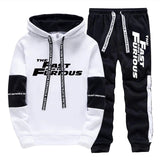 Men's Tracksuit Print Casual Hooded Sweatshirts Set Jogging Clothing Men Daily Commute High Street Fashion Suit 2025 Black White