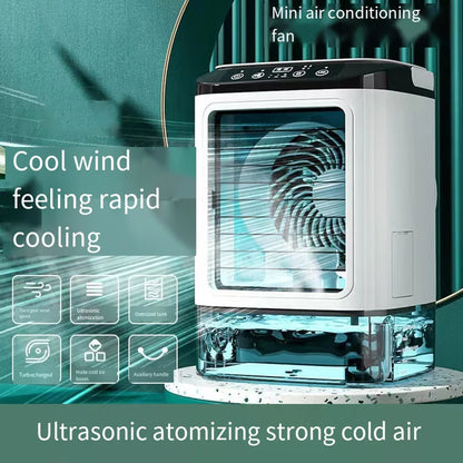USB Portable Air Conditioner Fan Mini 3 Gears Home Desktop Cooling Fan LED Night Lamp Air Cooler for Room Office Camping 선풍기