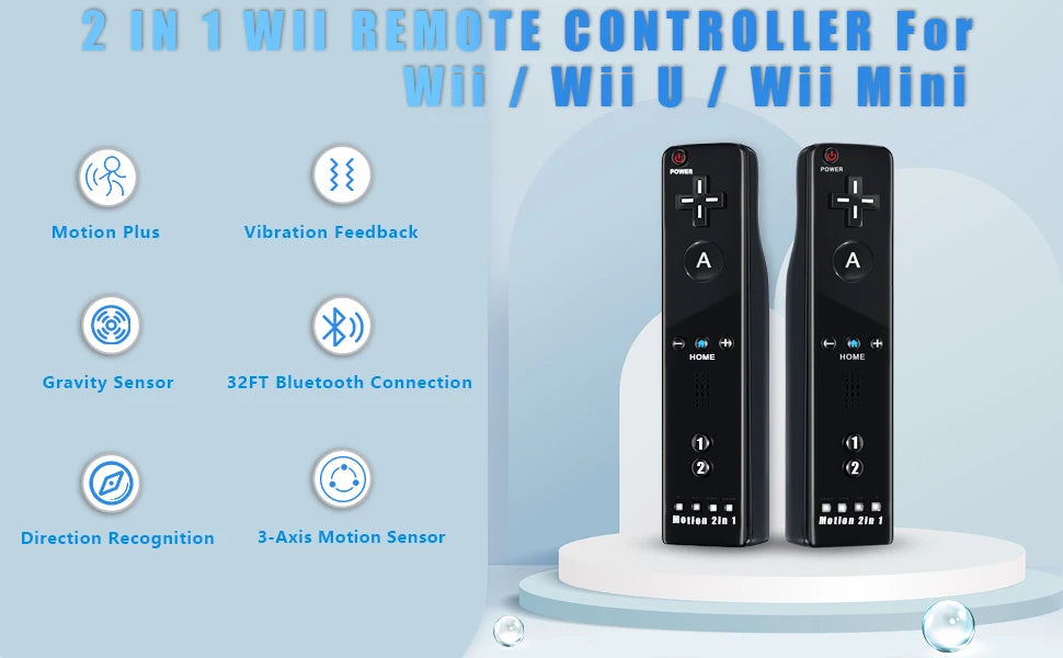 Controllers for Nintendo Wii/Wii U Left/Right 2in1 Motion Plus Controller Wireless Remote Control Gamepad Video Game Accessories