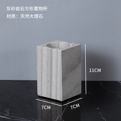 Nordic natural grey marble bathroom accessories Soap dispenser cotton swab jar tissue box soap dish tray bathroom decoration