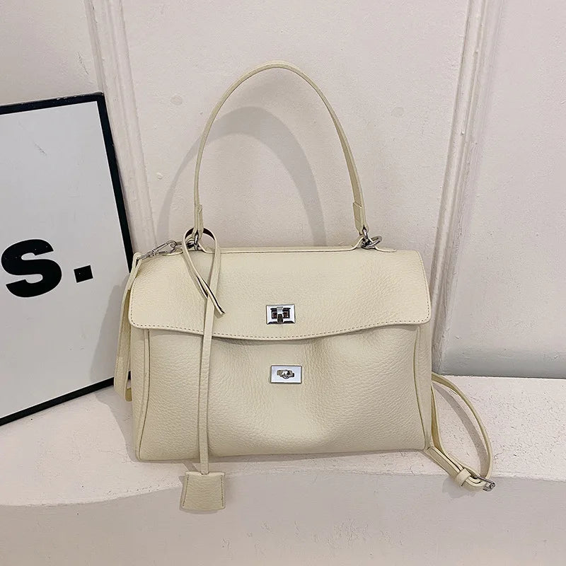 Casual Large Capacity Lychee Pattern Single Shoulder Slant Cross Bag Versatile Underarm Bag Simple Stylish Tote Bag