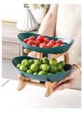 Three Layer Table Plates Dinnerware Wooden Kitchen Fruit Bowl with Floors Partitioned Dish Snack Candy Cake Stand Salad Bowl