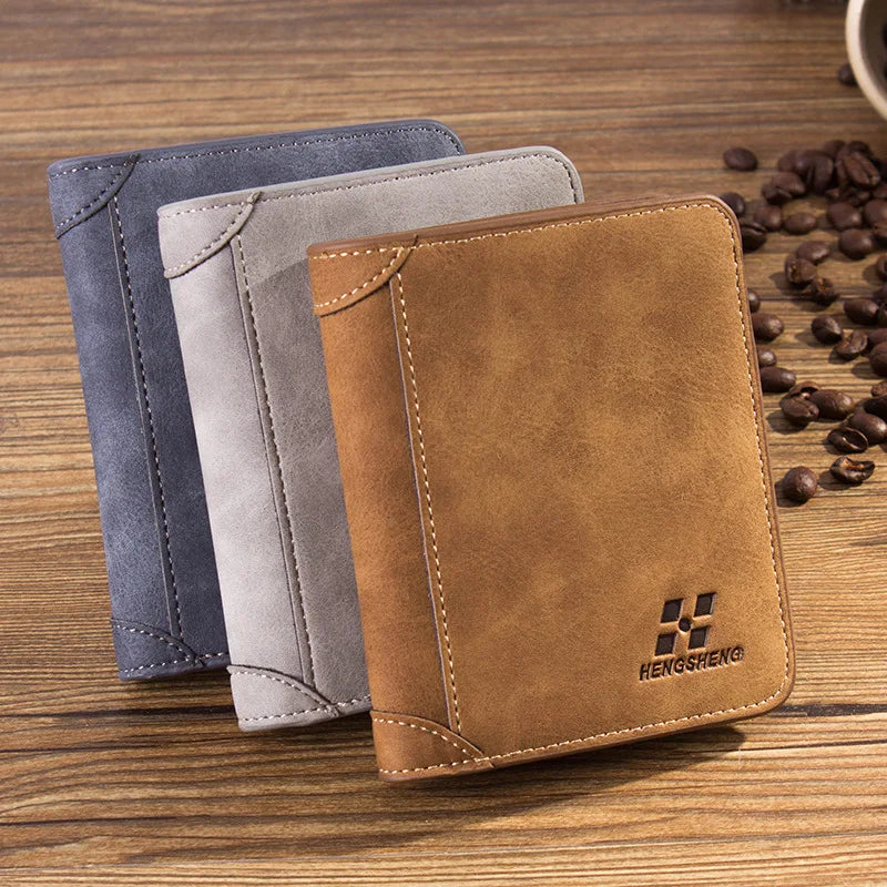 Men's Wallet Leather Billfold Slim Hipster Cowhide Credit Card/ID Holders Inserts Coin Purses Luxury Business Foldable Wallet